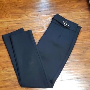 ANNA Ellis black pull on straight black pants trousers front belt.Large_ XL